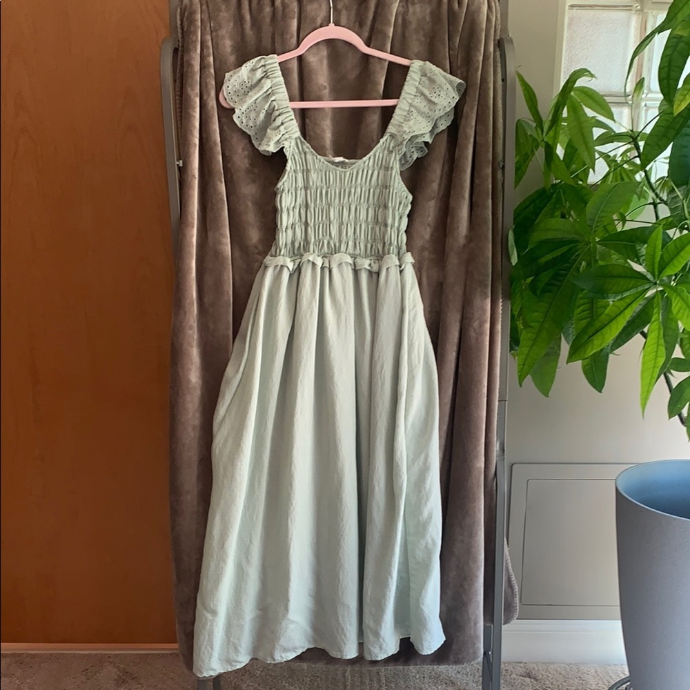 Lt. Green Flutter Sleeve Sundress; lined